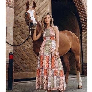 Abel the Label Anthropologie Bohemian Floral Patchwork Dress Size medium